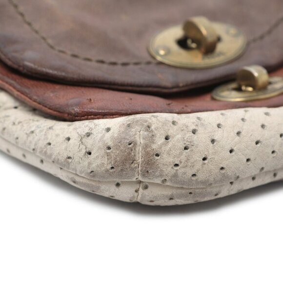 FOSSIL Mason Leather Crossbody Bag Two Tone Sling Purse Bag Brown Cream Small - Picture 9 of 16